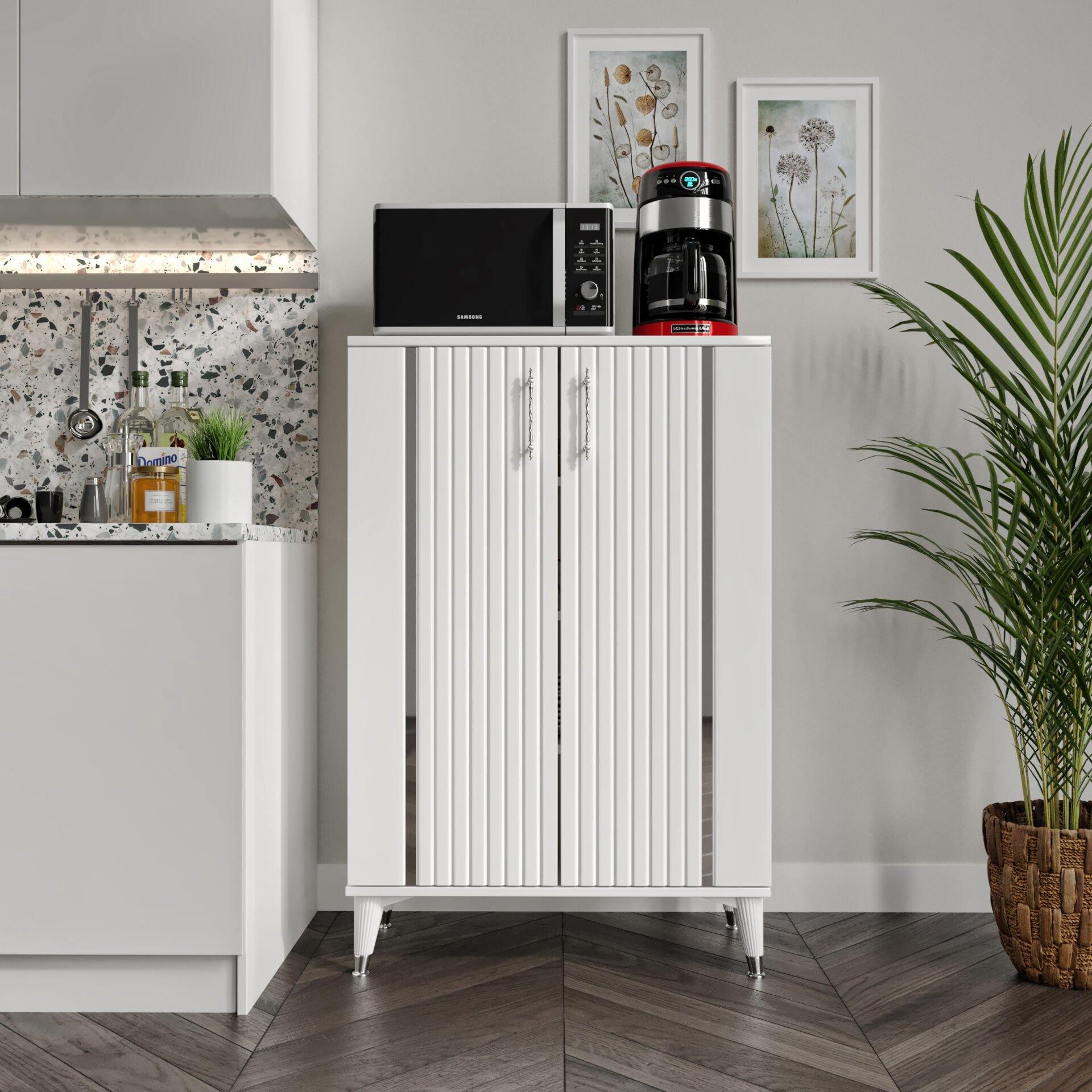 Lyra çok amaçlı dolap beyaz gümüş mutfak balkon kiler banyo ayakkabilik