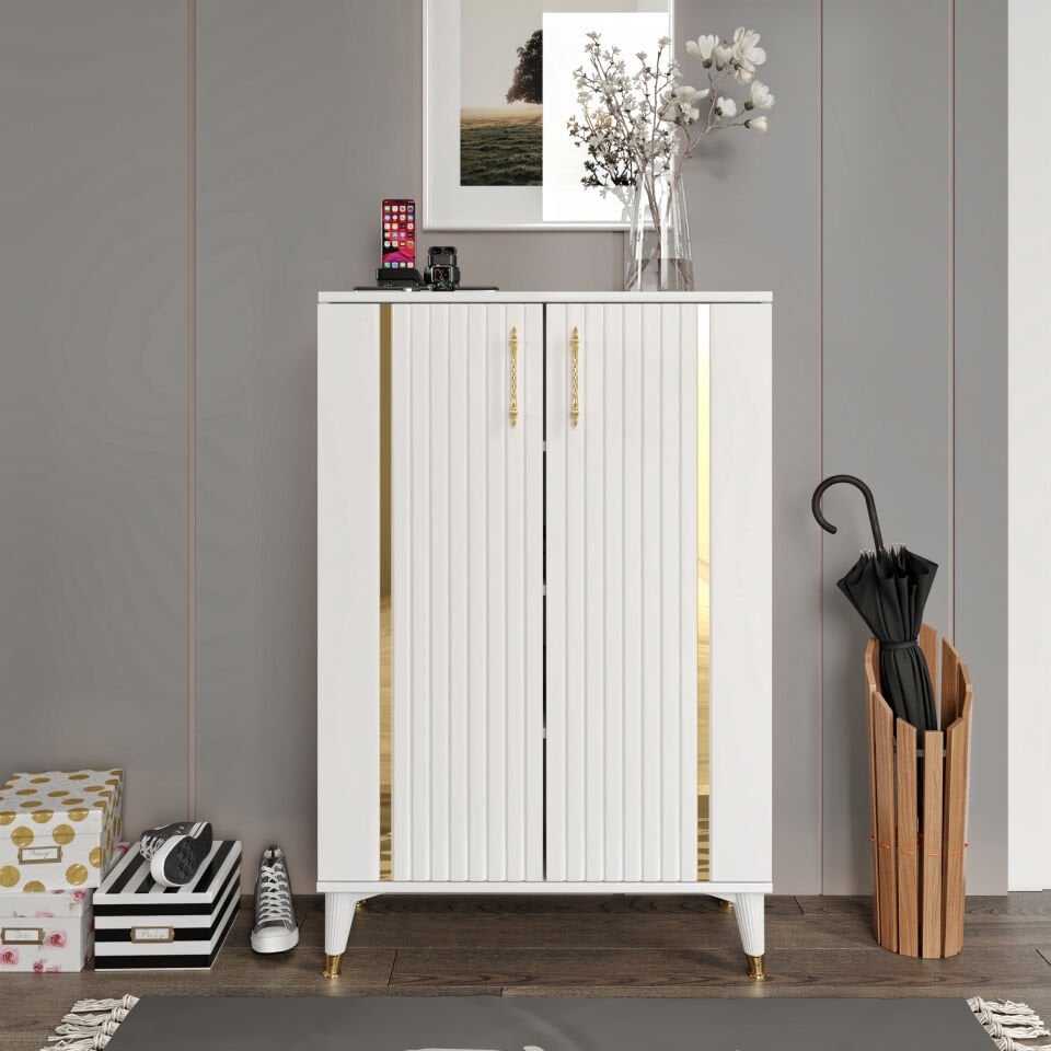 Lyra çok amaçlı dolap beyaz gold mutfak kiler balkon