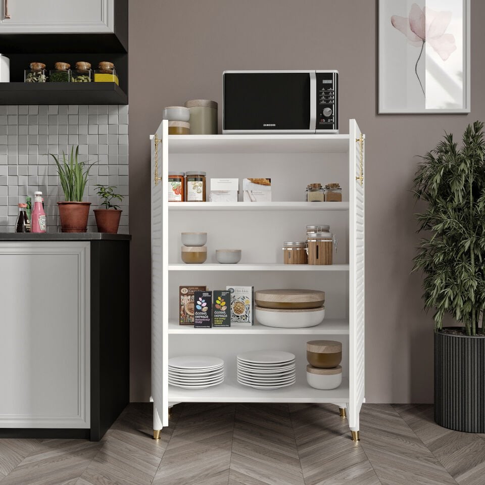 Panjurlu Çok Amaçlı Dolap Mutfak Balkon Kiler Banyo Ayakkabılık Dolabı Beyaz Gold