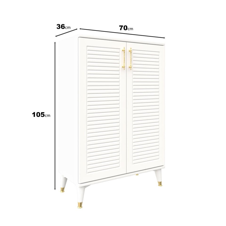 Panjurlu Çok Amaçlı Dolap Mutfak Balkon Kiler Banyo Ayakkabılık Dolabı Beyaz Gold