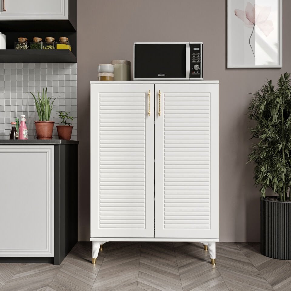 Panjurlu çok amaçlı dolap beyaz gold mutfak balkon kiler banyo ayakkabilik