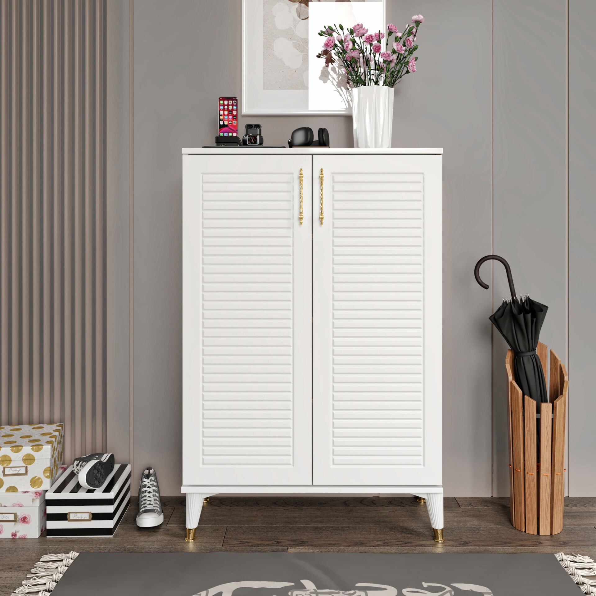 Panjurlu çok amaçlı dolap mutfak kiler balkon beyaz gold