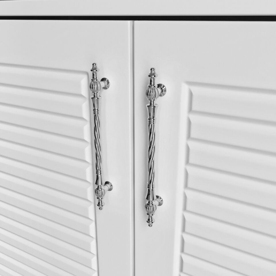 Panjurlu Ayakkabılık  Çok Amaçlı Dolap Mutfak Kiler Balkon Beyaz Gümüş