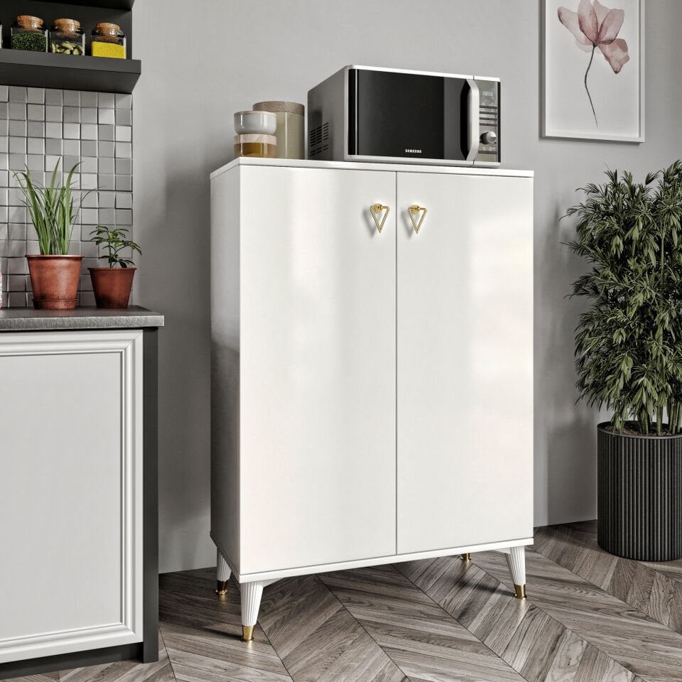 Simple Çok Amaçlı Dolap Mutfak Balkon Kiler Banyo Ayakkabılık Dolabı Beyaz Gold