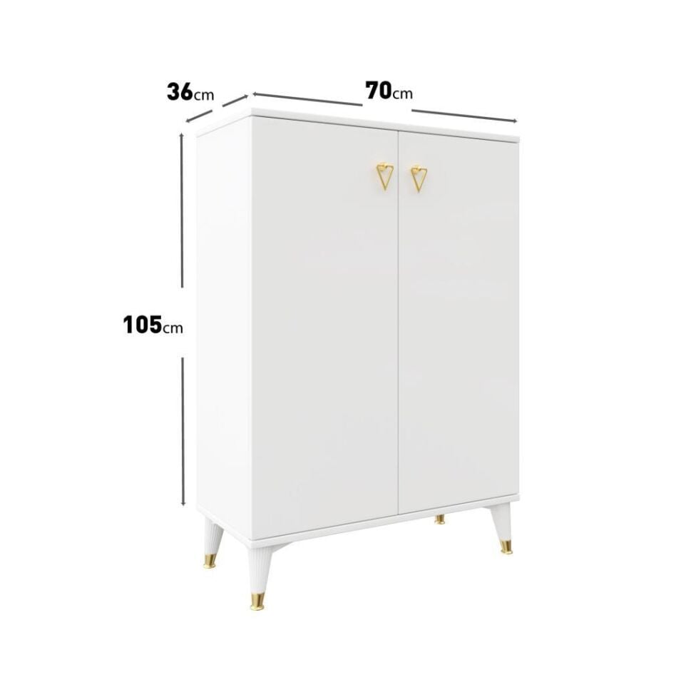 Simple Ayakkabılık  Çok Amaçlı Dolap Mutfak Kiler Balkon Beyaz Gold