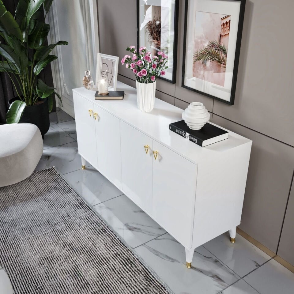 Salon dekorasyonu için simple konsol beyaz gold 