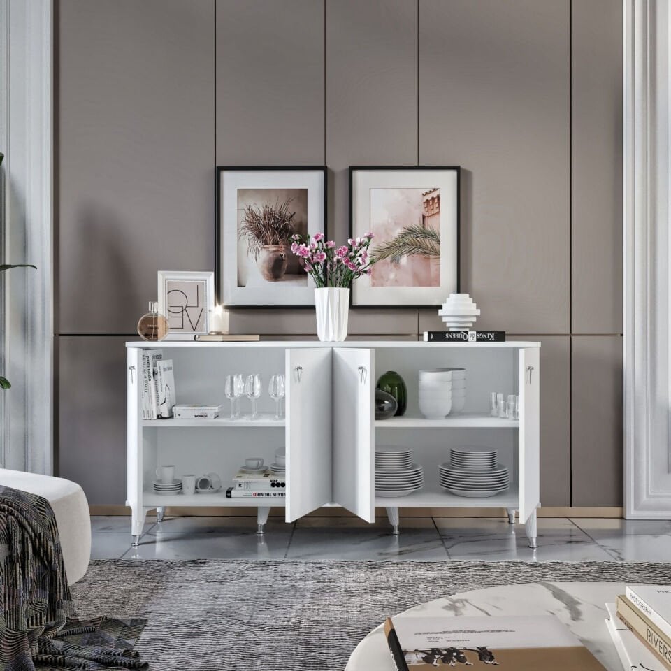 Beyaz gümüş renk simple konsol geniş depolama alanı ile