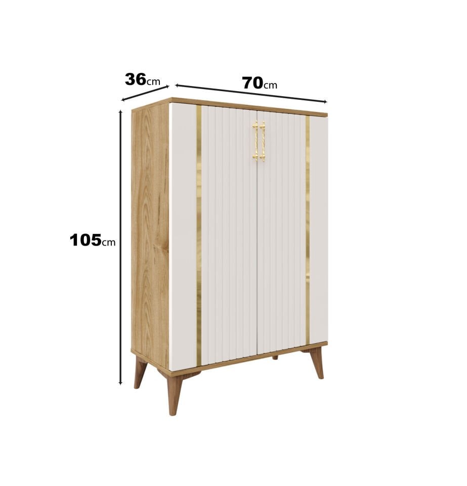 Lyra Metal Kulp depolama çözümü çok amaçlı dolap ekru ceviz