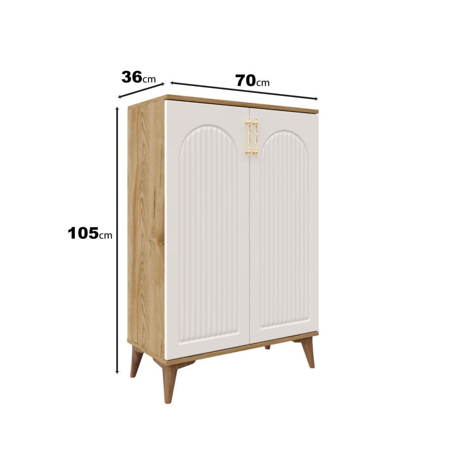 Kale Metal Kulp Ayakkabılık  Çok Amaçlı Dolap Mutfak Kiler Balkon Ekru Ceviz