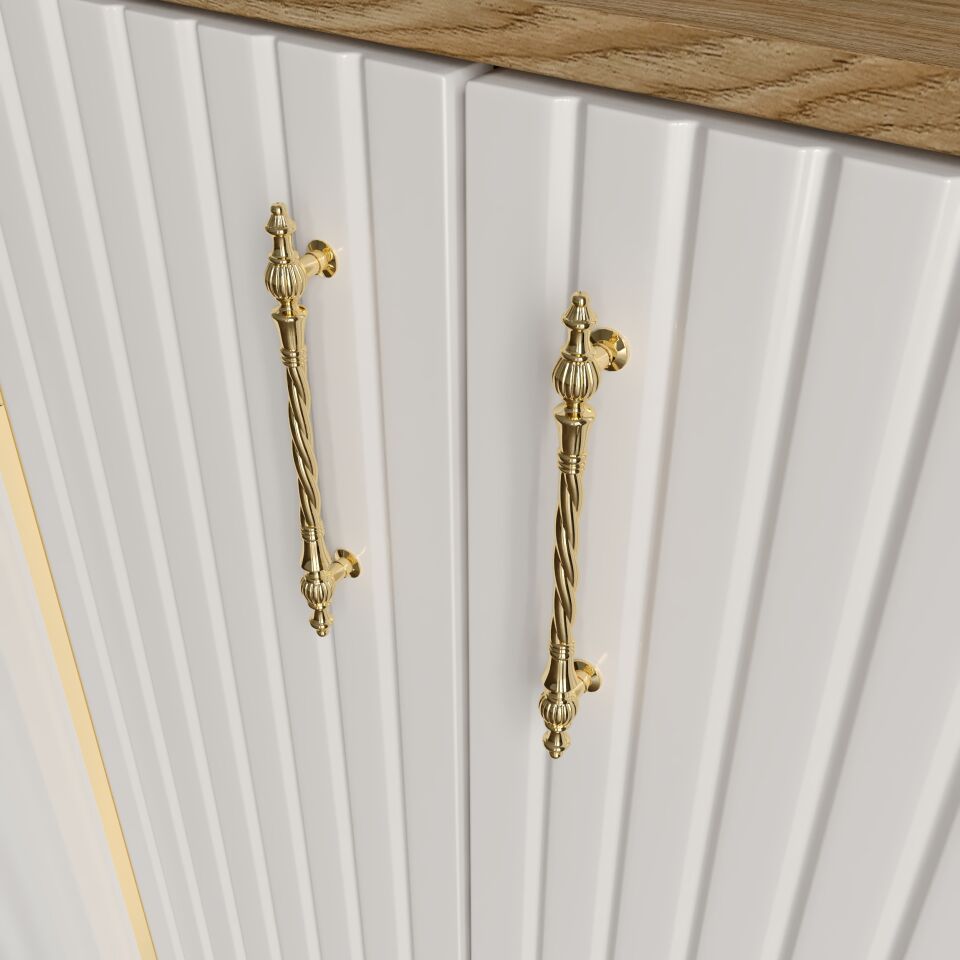 Lyra  Metal Kulp Çok Amaçlı Dolap Mutfak Dolabı Balkon Kiler Banyo Dolabı Ayakkabılık Dolabı Ekru Ceviz