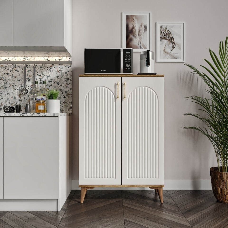 Kale Metal Kulp Çok Amaçlı Dolap Mutfak Dolabı Balkon Kiler Banyo Dolabı Ayakkabılık Dolabı Ekru Ceviz