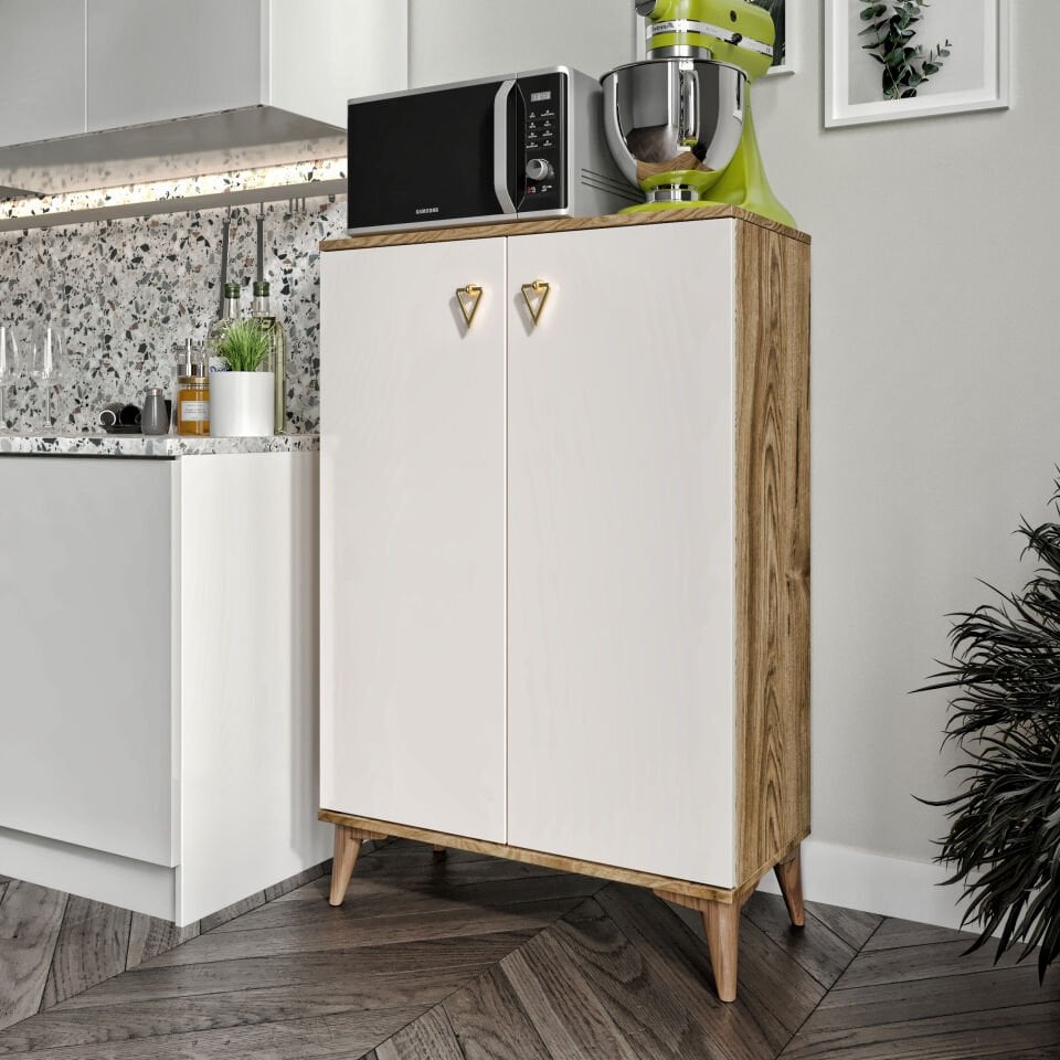 Simple Çok Amaçlı Dolap Mutfak Balkon Kiler Banyo Ayakkabılık Dolabı Ekru Ceviz