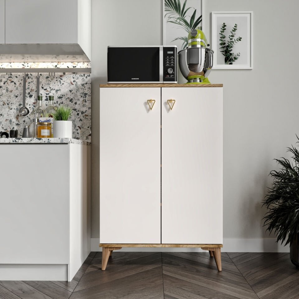 Simple Çok Amaçlı Dolap Mutfak Balkon Kiler Banyo Ayakkabılık Dolabı Ekru Ceviz