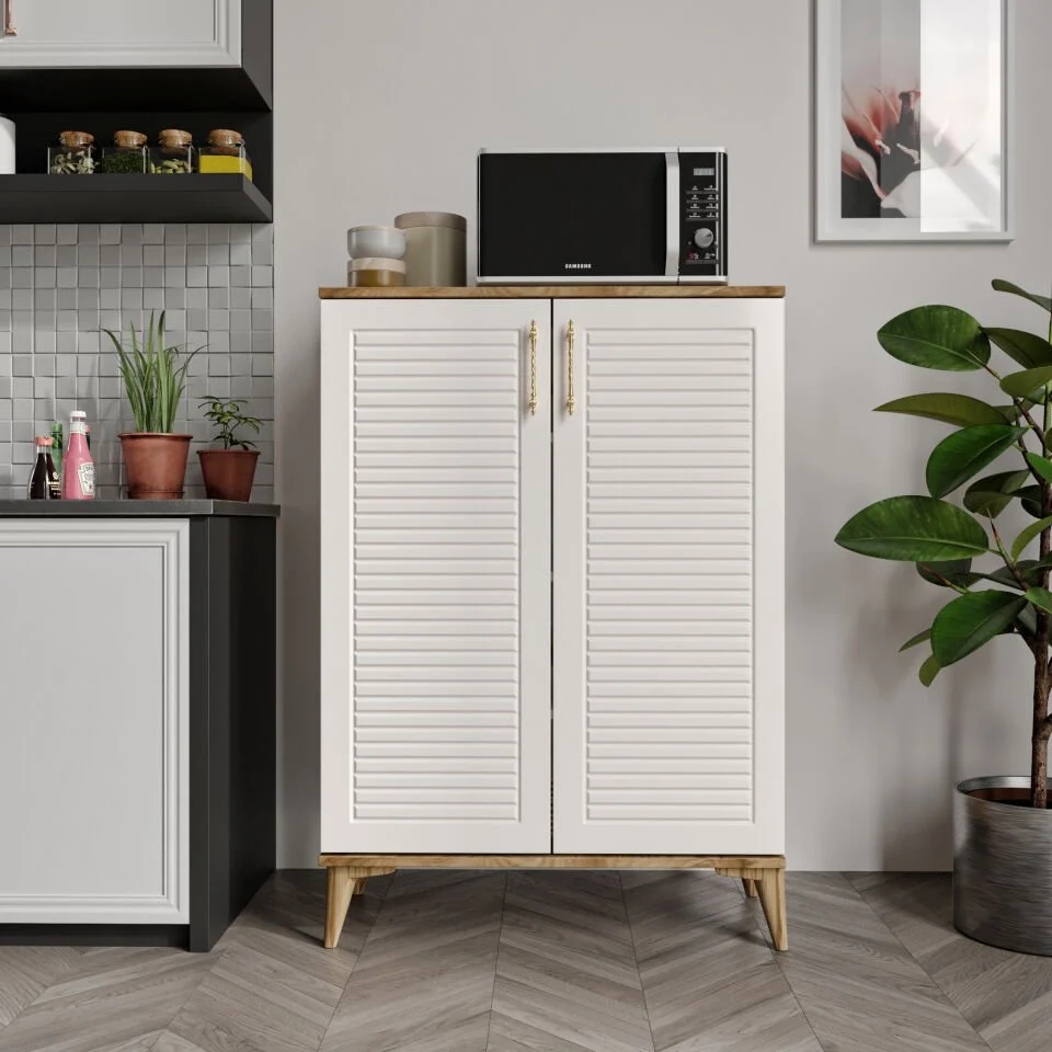 Panjurlu metal kulp çok amaçlı dolap mutfak balkon kiler banyo ekru ceviz