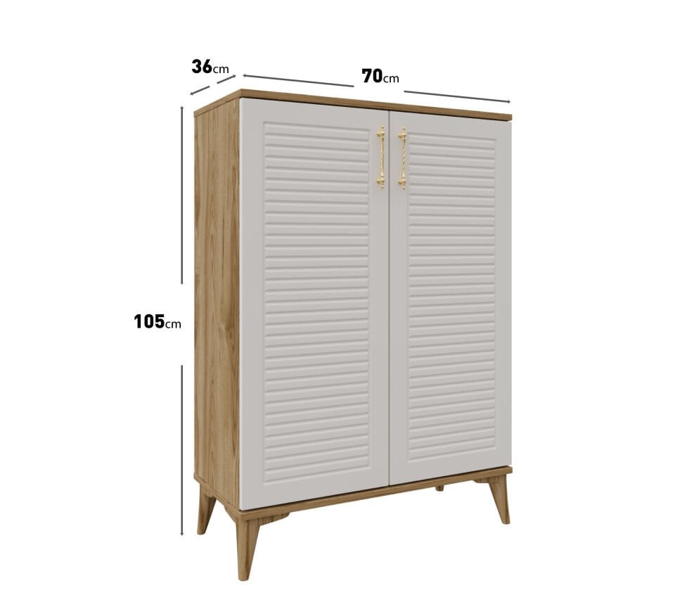 Panjurlu Metal Kulp Ayakkabılık  Çok Amaçlı Dolap Mutfak Dolabı Kiler Balkon Banyo Dolabı Ekru Ceviz