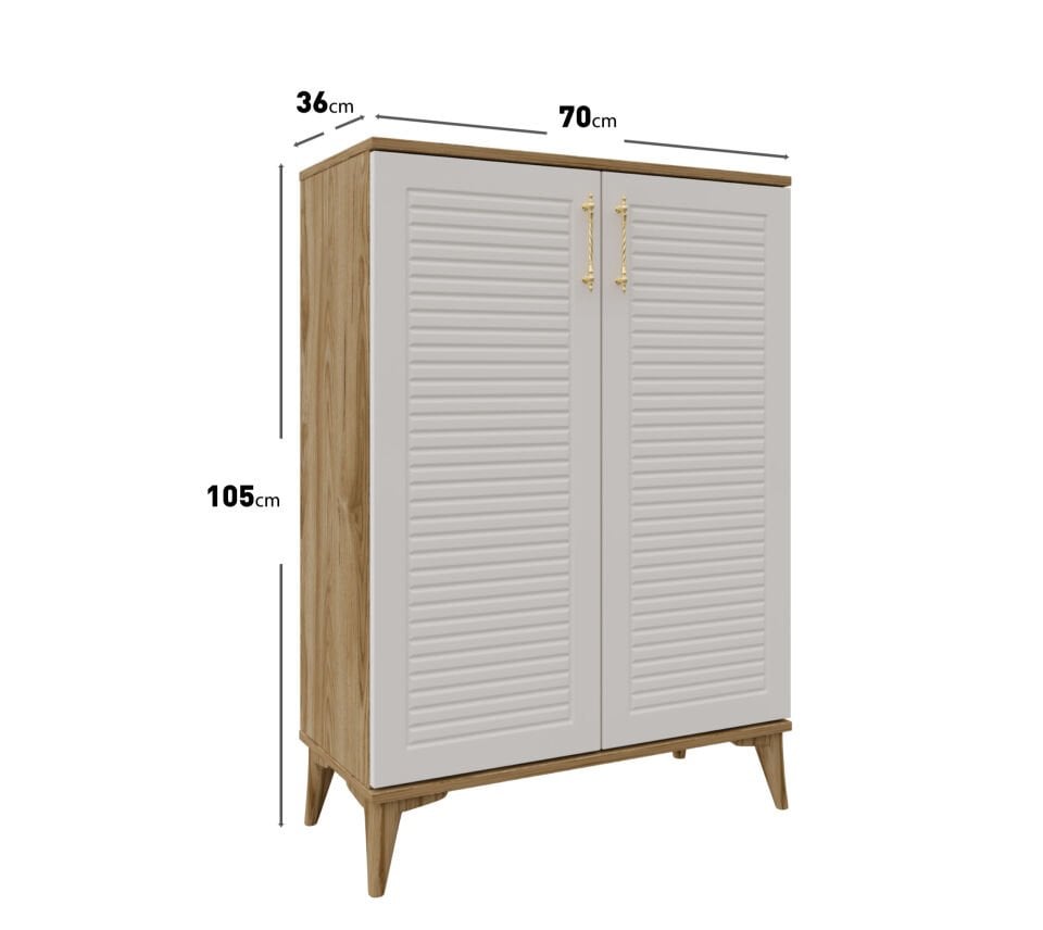 Panjurlu metal kulp detay ekru ceviz