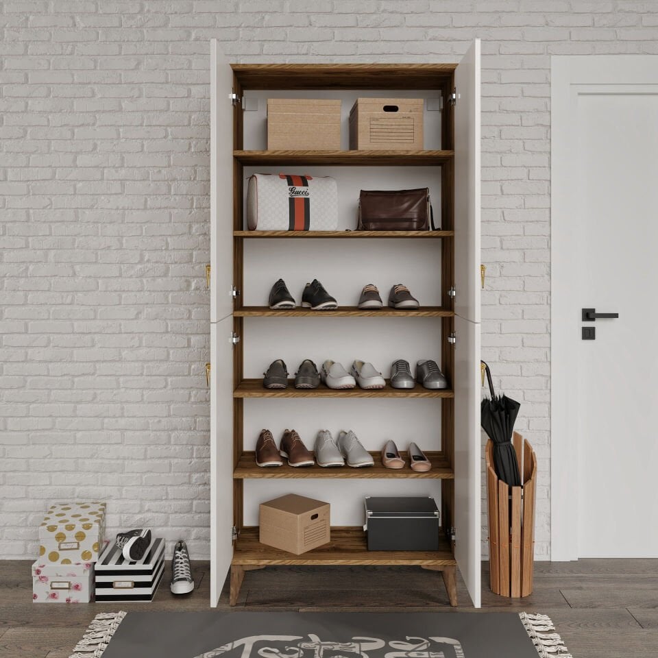 SP4190 ekru ceviz çok amaçlı dolap iç raflar