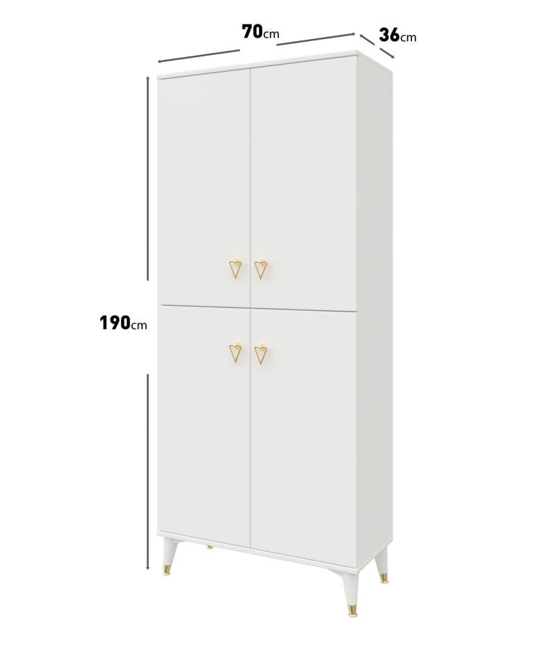 Simple Sp4190 Ayakkabılık 4 Kapaklı Mutfak Dolabı  Balkon Dolabı  Kiler Banyo Dolabı Çok Amaçlı Dolap Beyaz Gold