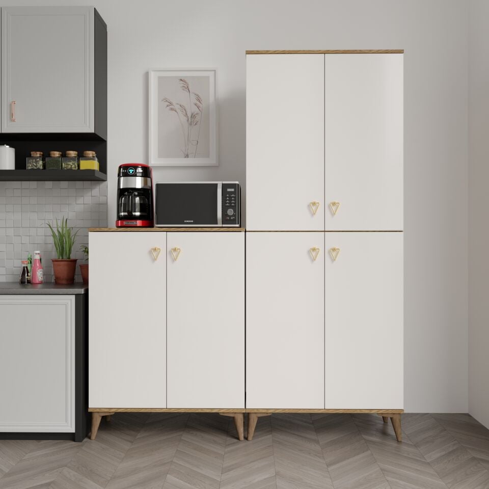 SP6190 ekru ceviz çok amaçlı dolap 6 kapak mutfak balkon kiler banyo ayakkabilik