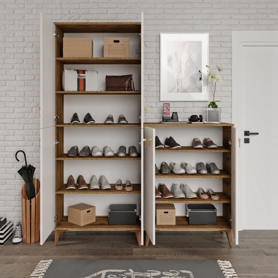 SP6190 ekru ceviz çok amaçlı dolap iç raflar