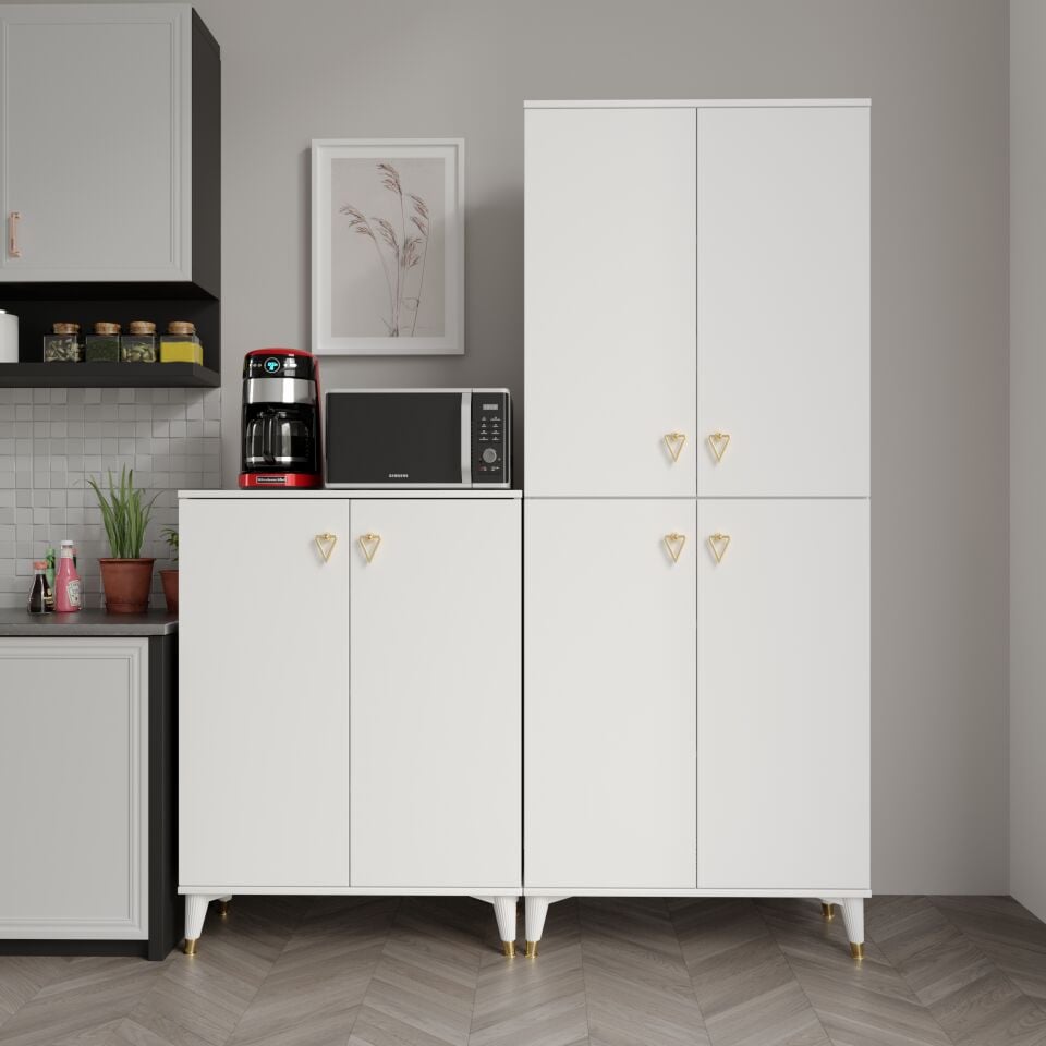 SP6190 beyaz gold çok amaçlı dolap 6 kapak mutfak balkon kiler banyo ayakkabilik