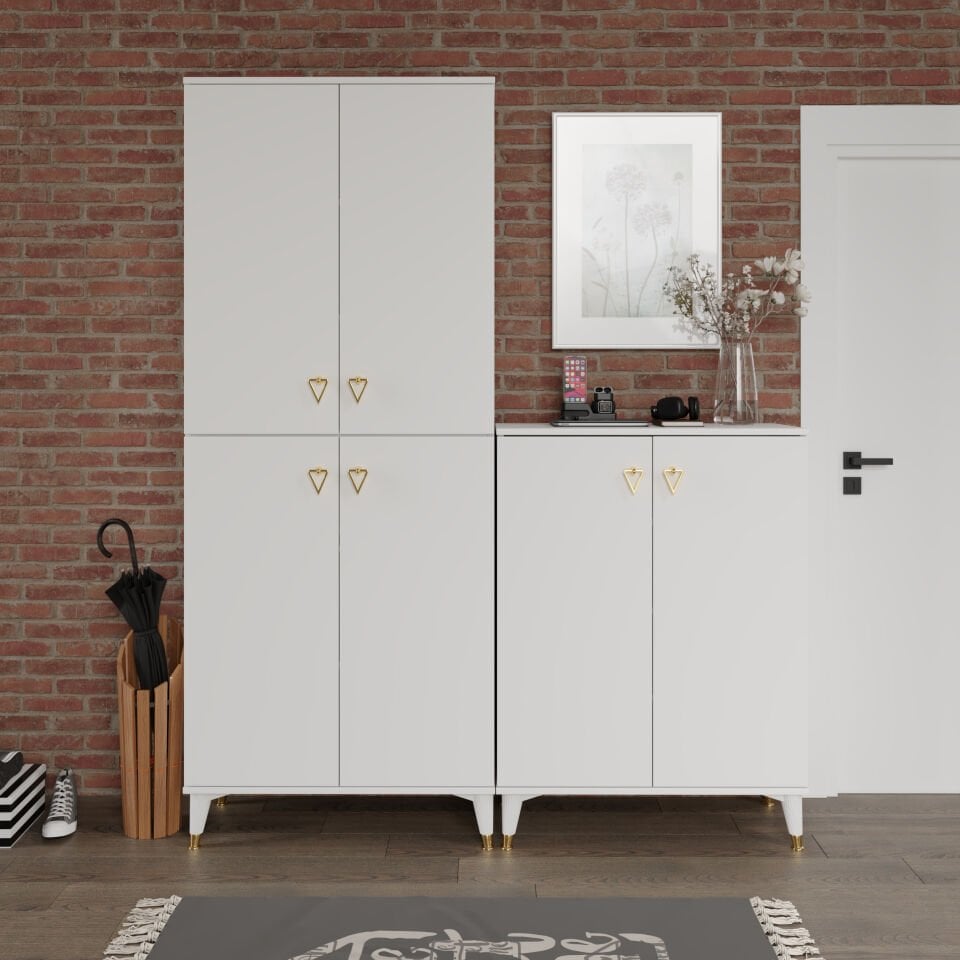 SP6190 beyaz gold 6 kapaklı çok amaçlı dolap mutfak balkon kiler banyo ayakkabilik