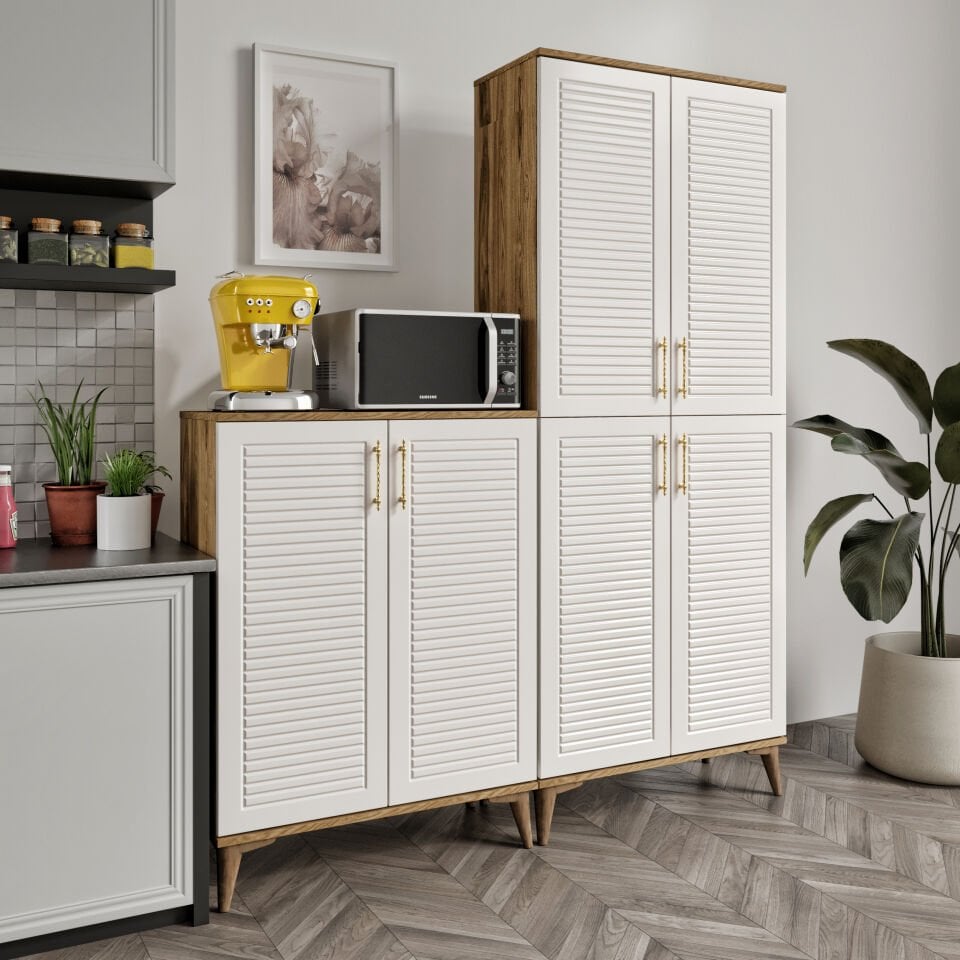 PNJ6190 ekru ceviz çok amaçlı dolap ön görünüm