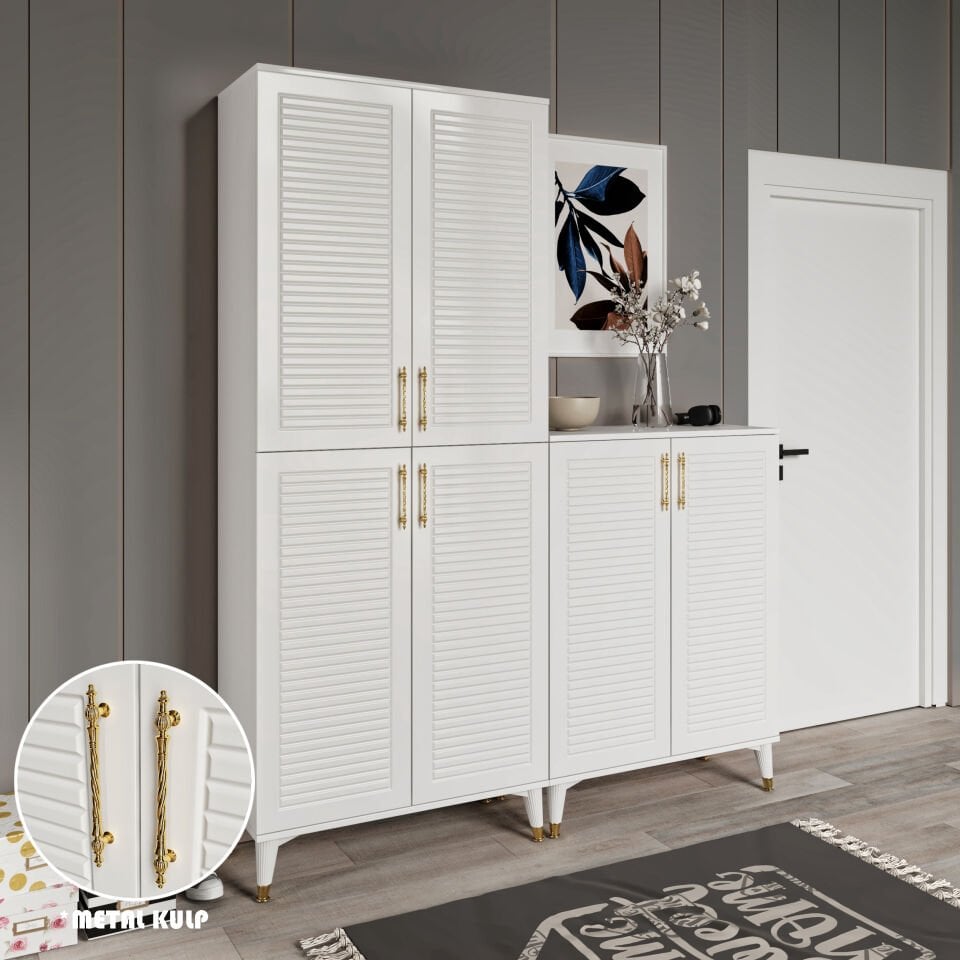 PNJ6190 beyaz gold panjurlu kapak ve metal kulp detay