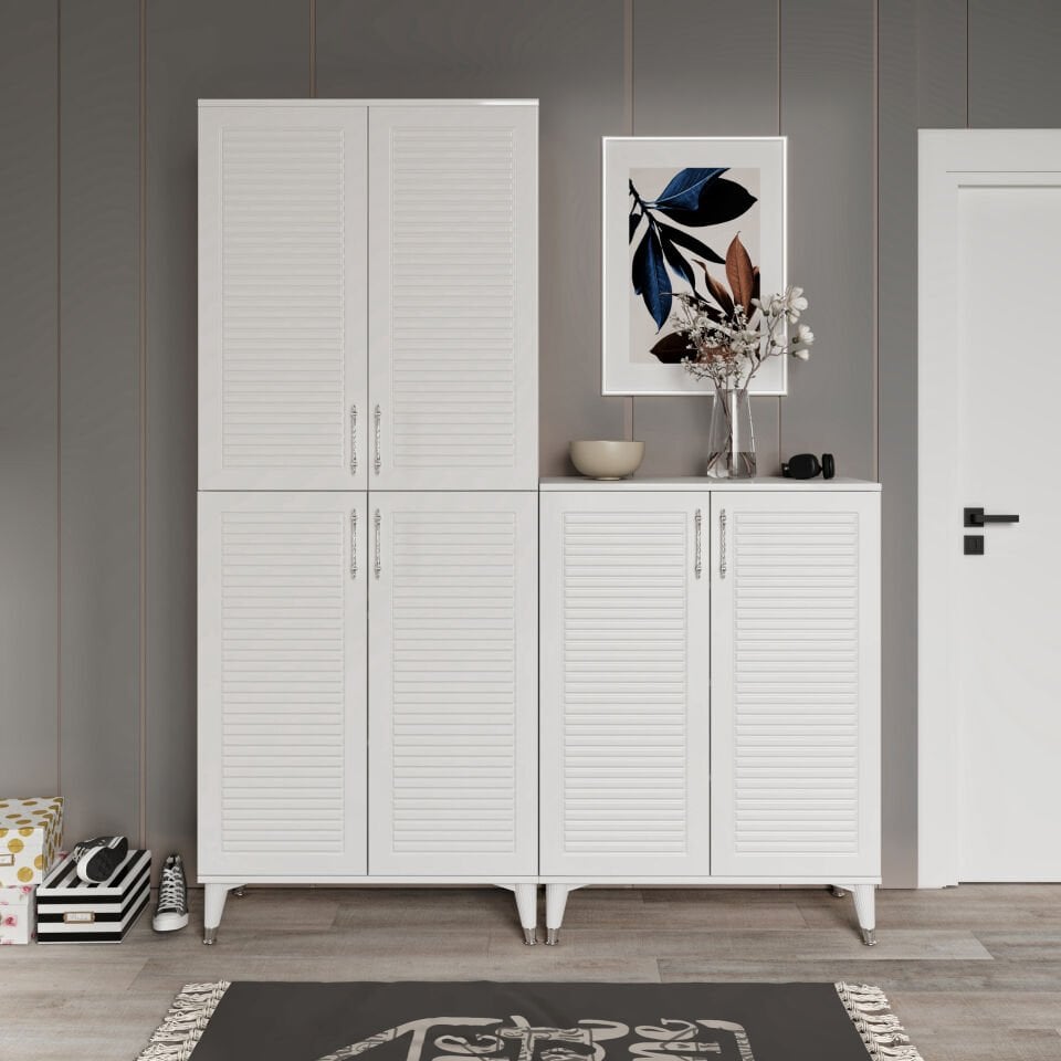 PNJ6190 beyaz gümüş 6 kapaklı çok amaçlı dolap mutfak balkon kiler banyo