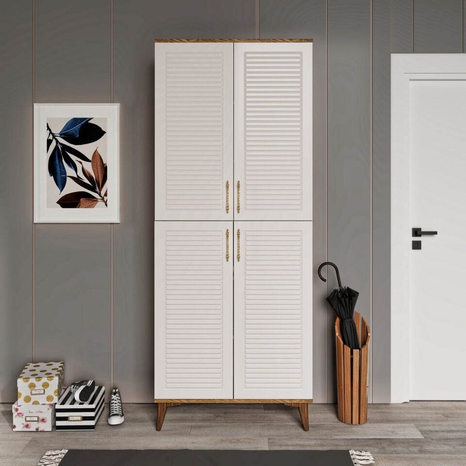 PNJ4190 ekru ceviz çok amaçlı dolap mutfak balkon kiler banyo ayakkabilik