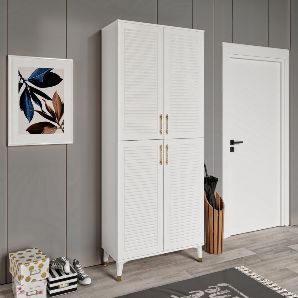 PNJ4190 beyaz gold 4 kapaklı dolap ön görünüm