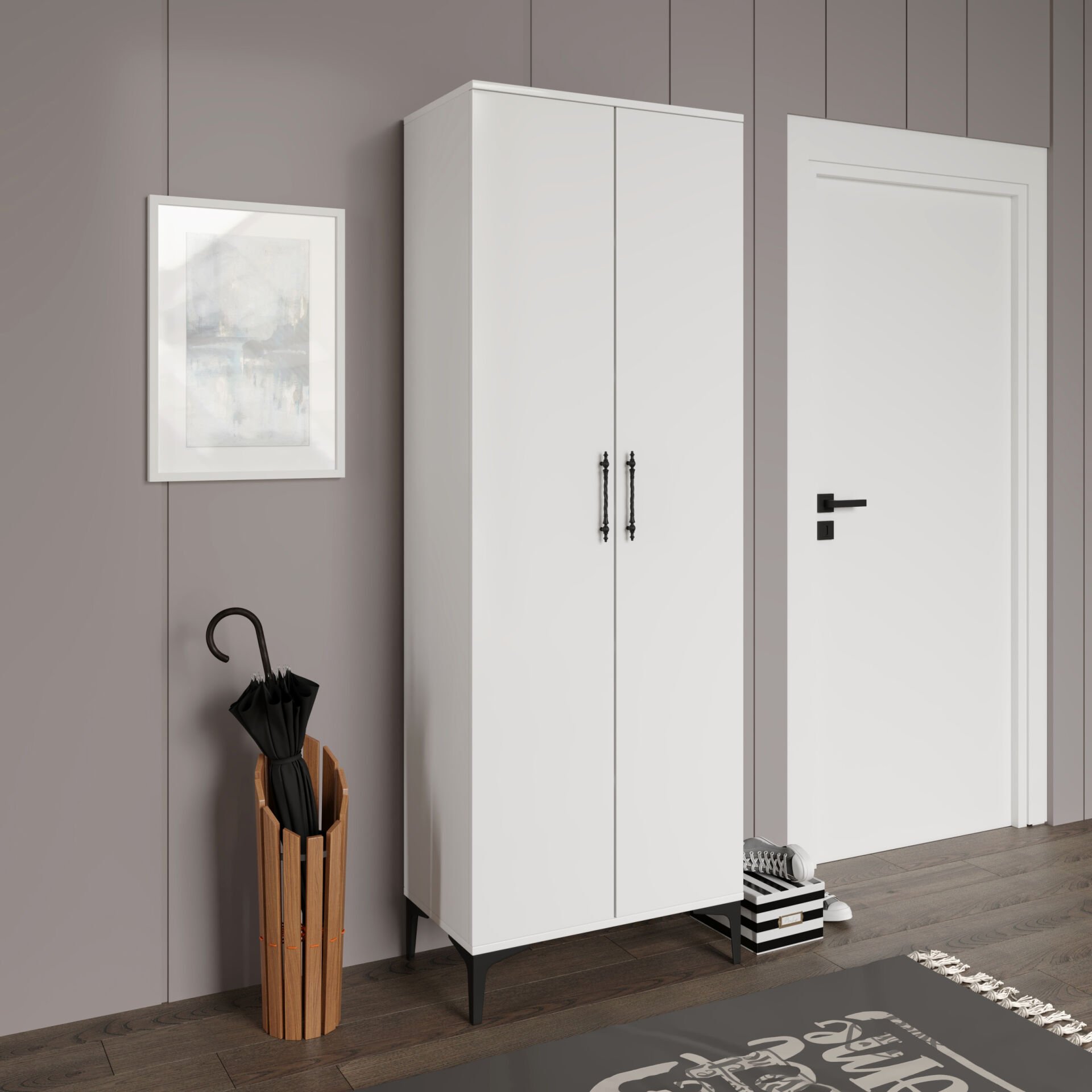 Plain Metal Ayak Metal Kulp Pla2200 Ayakkabılık Mutfak Dolabı Banyo Dolabı Balkon Dolabı Kiler Dolabı Çok Amaçlı Dolap Beyaz