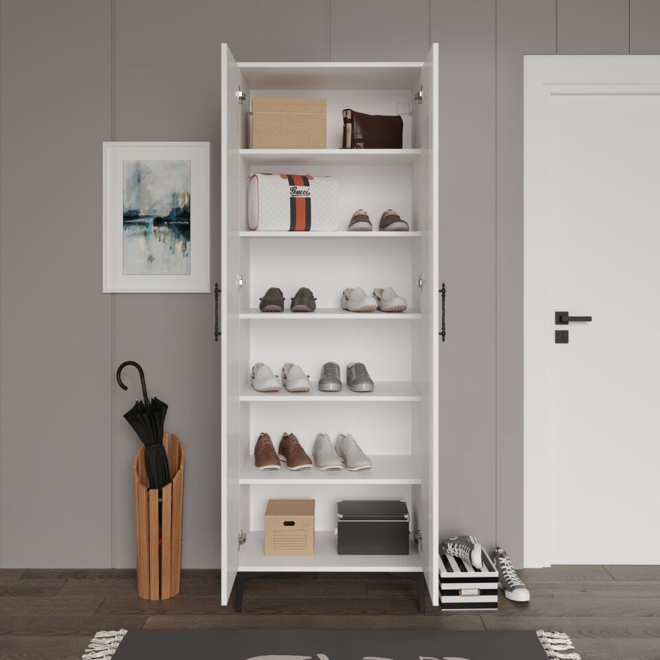 Plain Metal Ayak Metal Kulp Pla2200 Ayakkabılık Mutfak Dolabı Banyo Dolabı Balkon Dolabı Kiler Dolabı Çok Amaçlı Dolap Beyaz