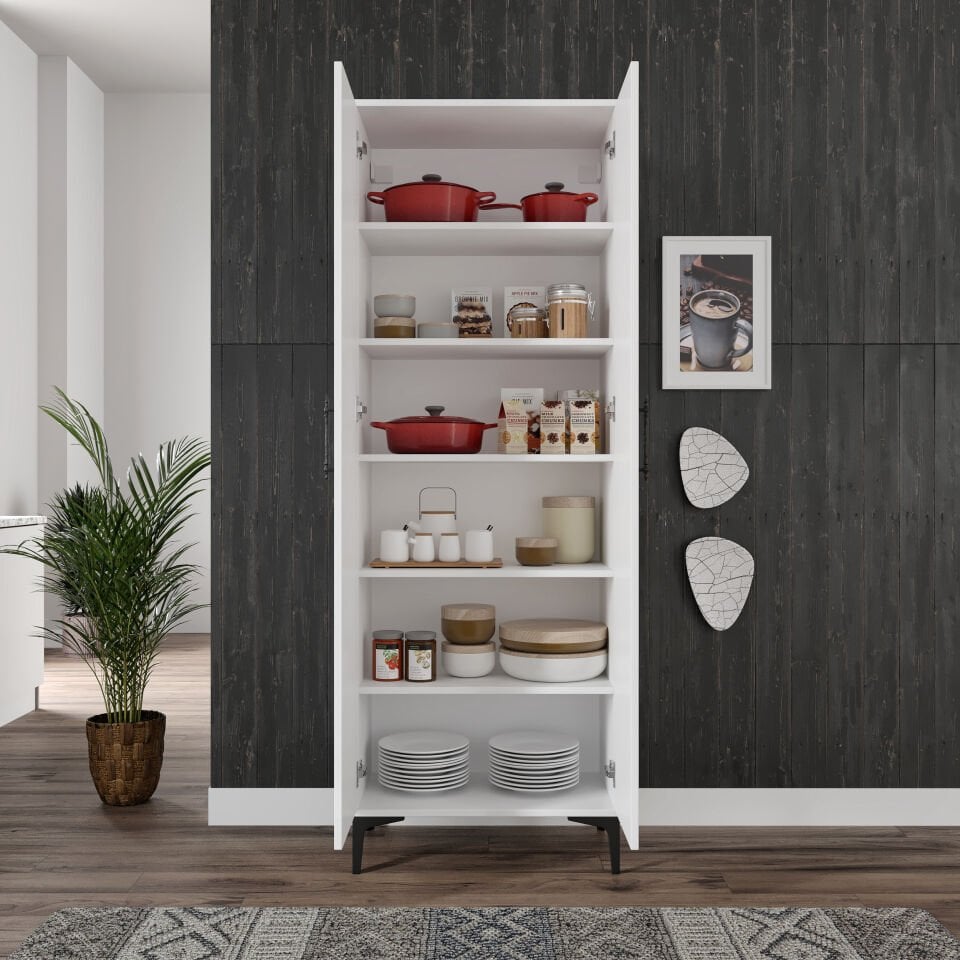 Plain Metal Ayak Metal Kulp Pla2200 Çok Amaçlı Dolap Mutfak Dolabı Banyo Dolabı Ayakkabılık Balkon Dolabı Kiler Dolabı Beyaz