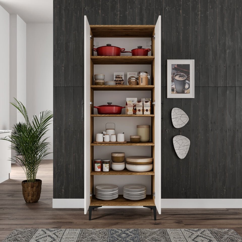 Plain Metal Ayak Metal Kulp Pla2200 Çok Amaçlı Dolap Mutfak Dolabı Banyo Dolabı Ayakkabılık Balkon Dolabı Killer Ekru Ceviz