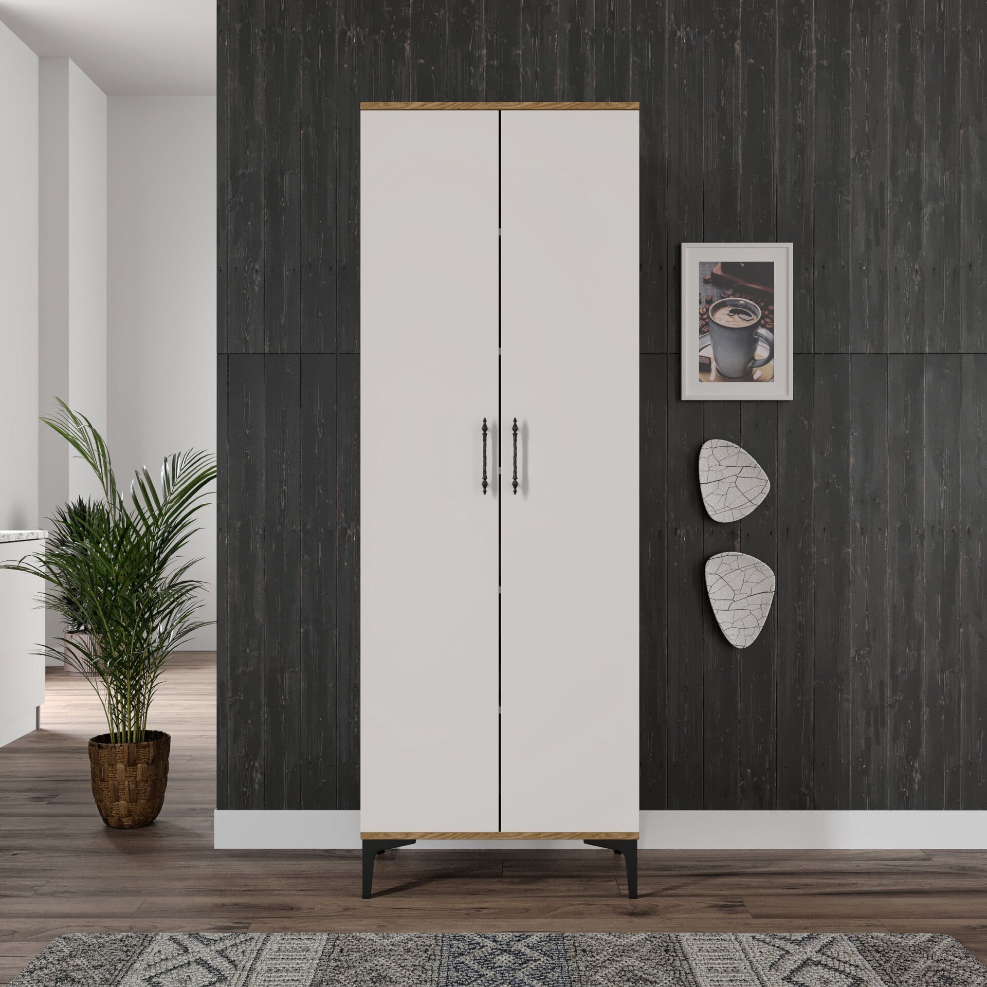 PLA2200 ekru ceviz çok amaçlı dolap mutfak kiler balkon banyo