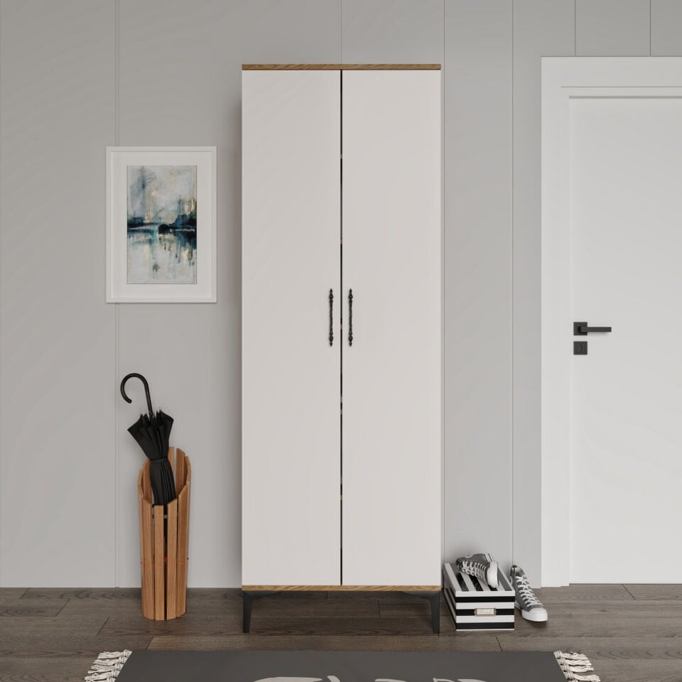 Plain Metal Ayak Metal Kulp Pla2200 Ayakkabılık Mutfak Dolabı Banyo Dolabı Balkon Dolabı Kiler Dolabı Çok Amaçlı Dolap Ekru Ceviz