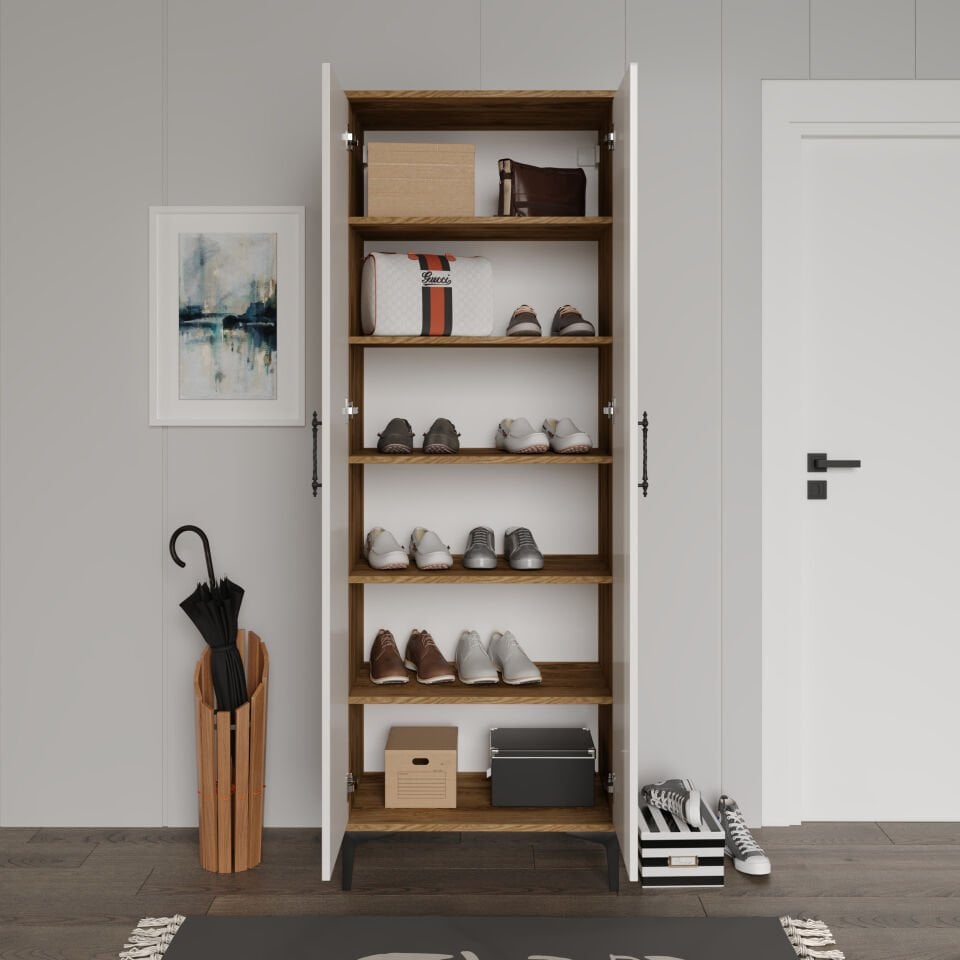 PLA2200 ekru ceviz çok amaçlı dolap iç raflar