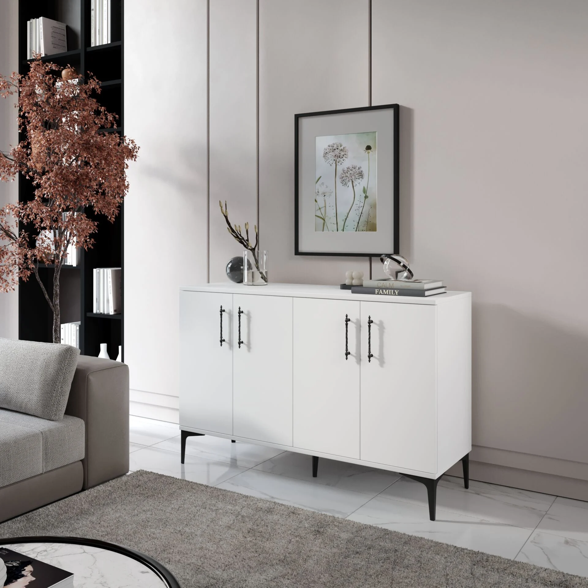 Plain Metal Ayak Metal Kulp Pla4120 Konsol Beyaz