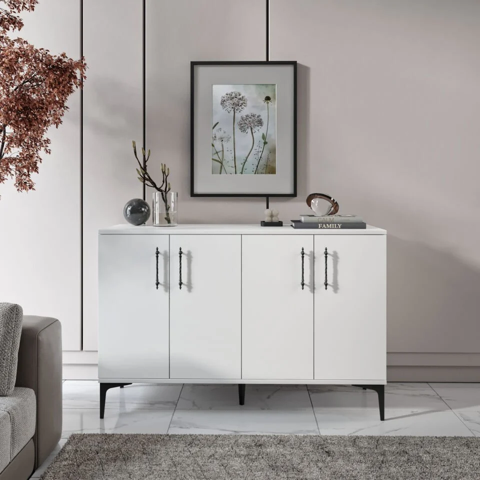 Plain Metal Ayak Metal Kulp Pla4120 Konsol Beyaz