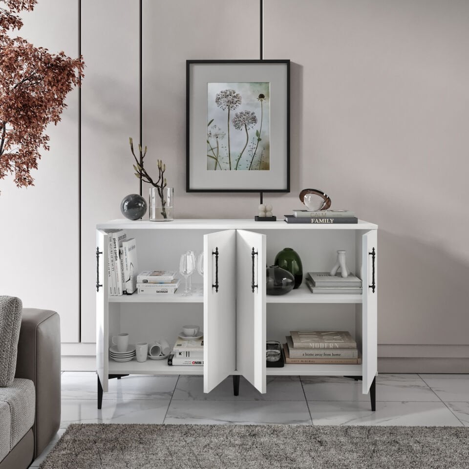 Plain Metal Ayak Metal Kulp Pla4120 Konsol Beyaz