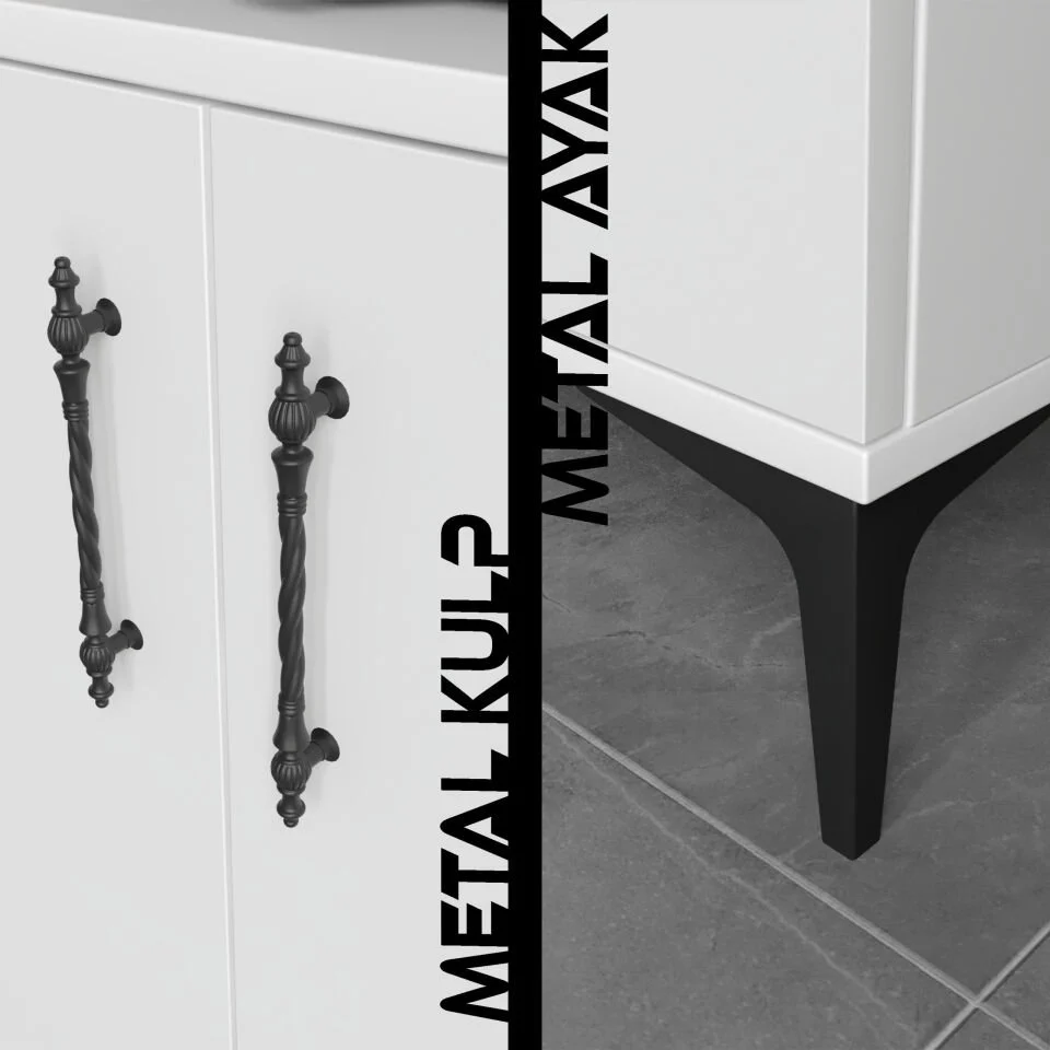 Plain Metal Ayak Metal Kulp Pla4120 Konsol Beyaz