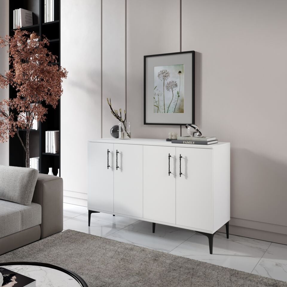 Salon dekorasyonu için plain konsol beyaz modeli