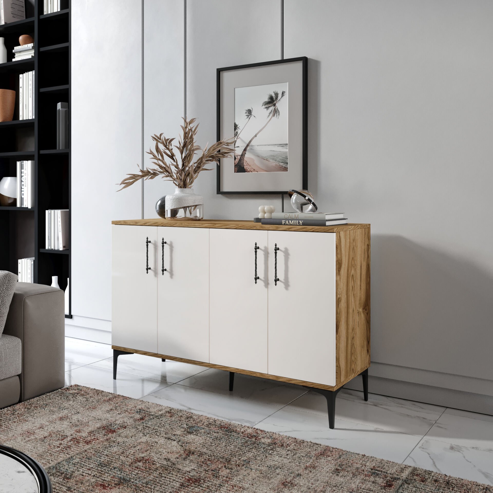 Plain Metal Ayak Metal Kulp Pla4120 Konsol Eru Ceviz