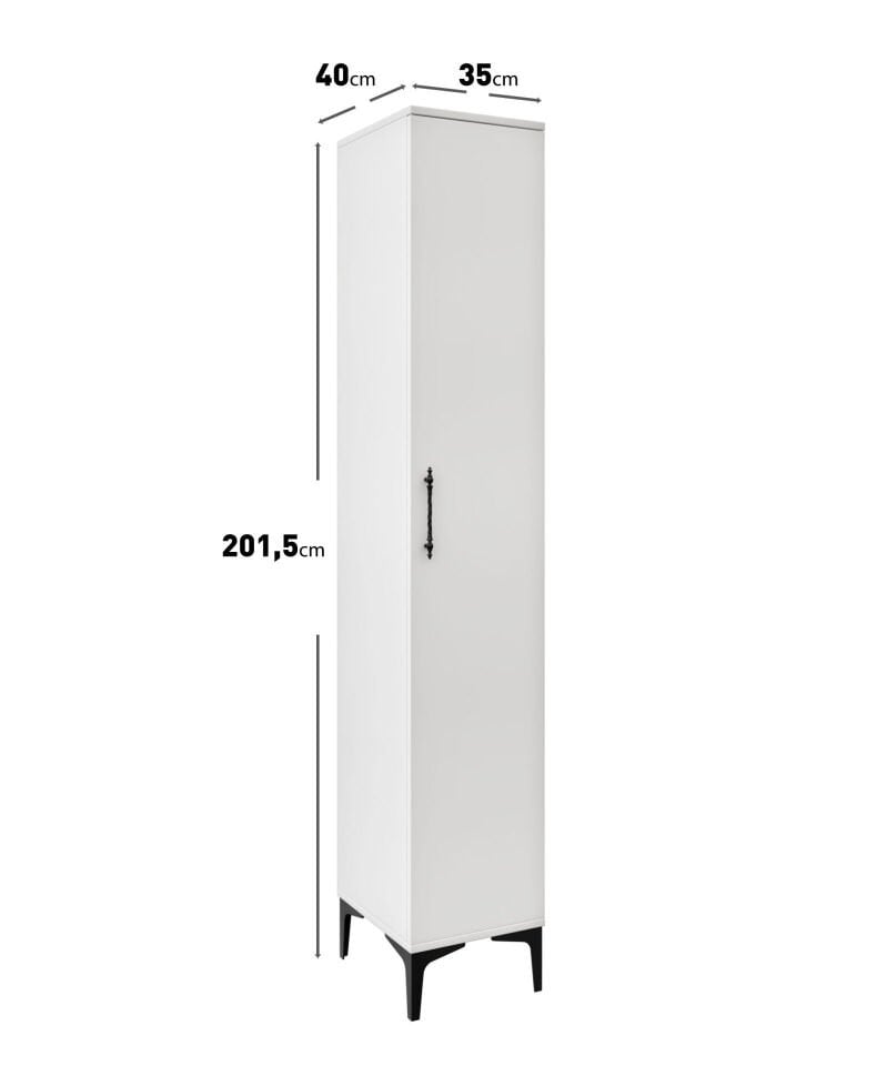 Modern beyaz dolap, metal kulplu minimal tasarımla evinizde düzen sağlar.