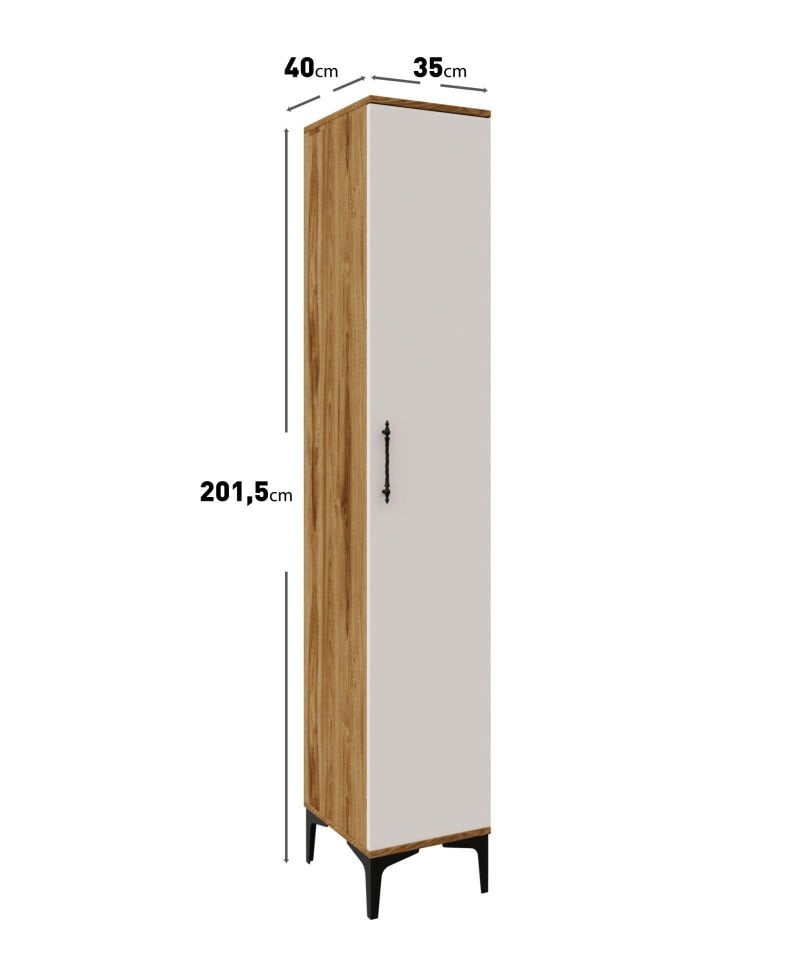 Metal kulp detaylı modern banyo dolabı, evde düzen sağlayan depolama çözümü.