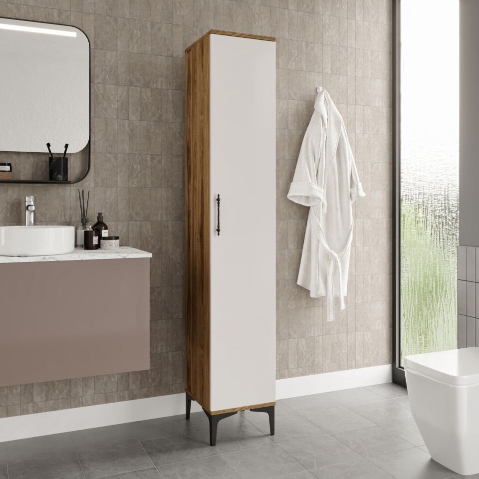 Plain Metal Ayak Metal Kulp Pla1200 Banyo Dolabı Mutfak Dolabı Balkon Dolabı Kiler Dolabı Çok Amaçlı Dolap Ayakkabılık Ekru Ceviz