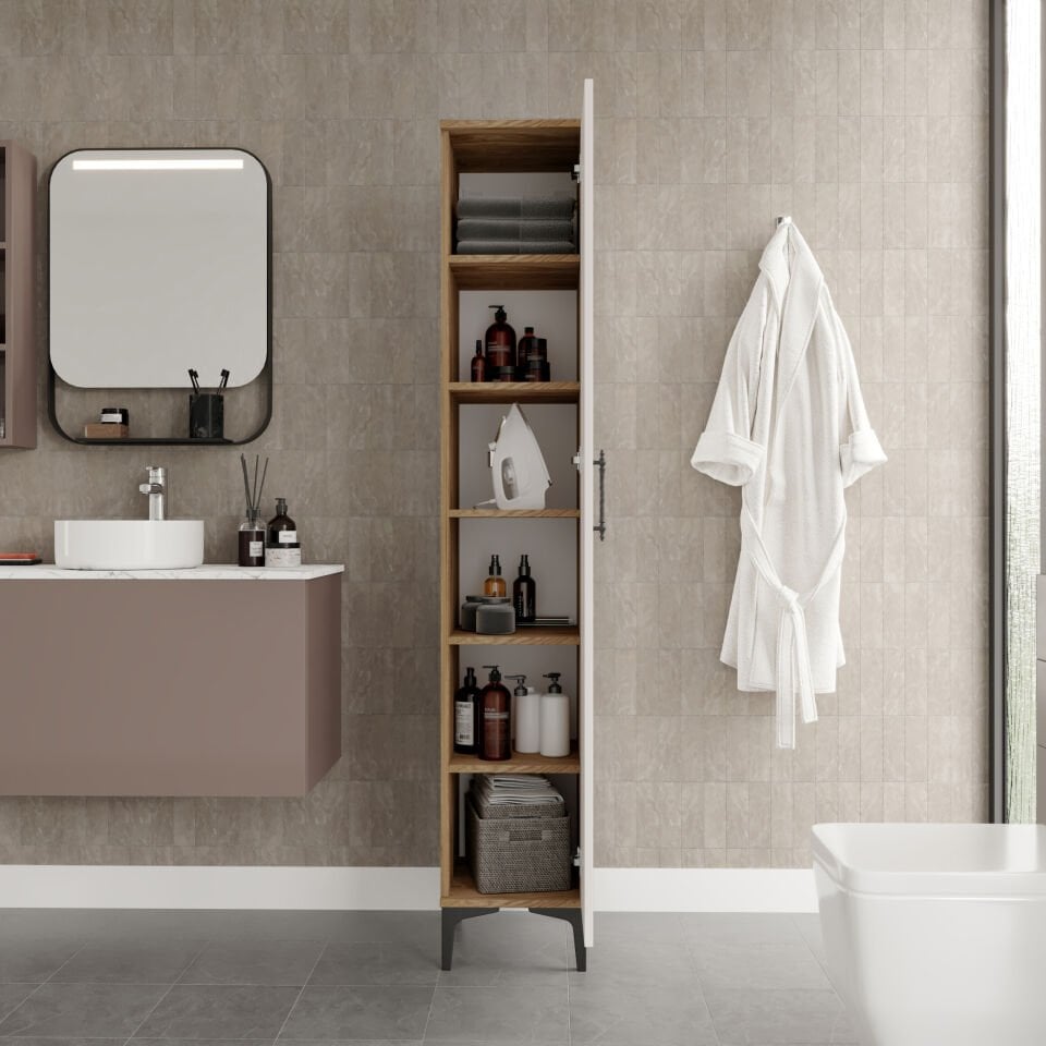 Plain Metal Ayak Metal Kulp Pla1200 Banyo Dolabı Mutfak Dolabı Balkon Dolabı Kiler Dolabı Çok Amaçlı Dolap Ayakkabılık Ekru Ceviz