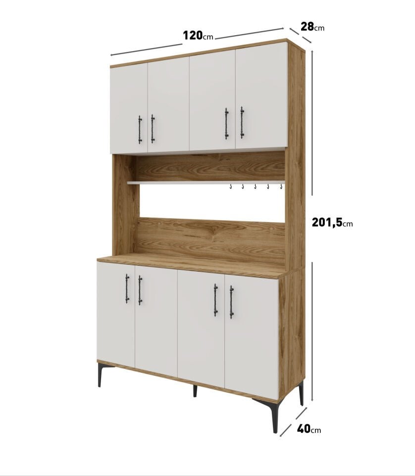 Ekru ceviz kahve köşesi ve erzak dolabı, fonksiyonel kullanım