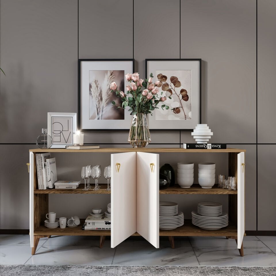 Ekru ceviz renk simple konsol geniş depolama alanı ile